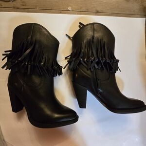 Zodiac Black Fringe Ankle Booties